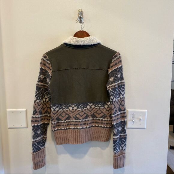 We The Free Lambswool & Cotton Fair Isle Zip Up Sweater Jacket size small - Picture 5 of 14